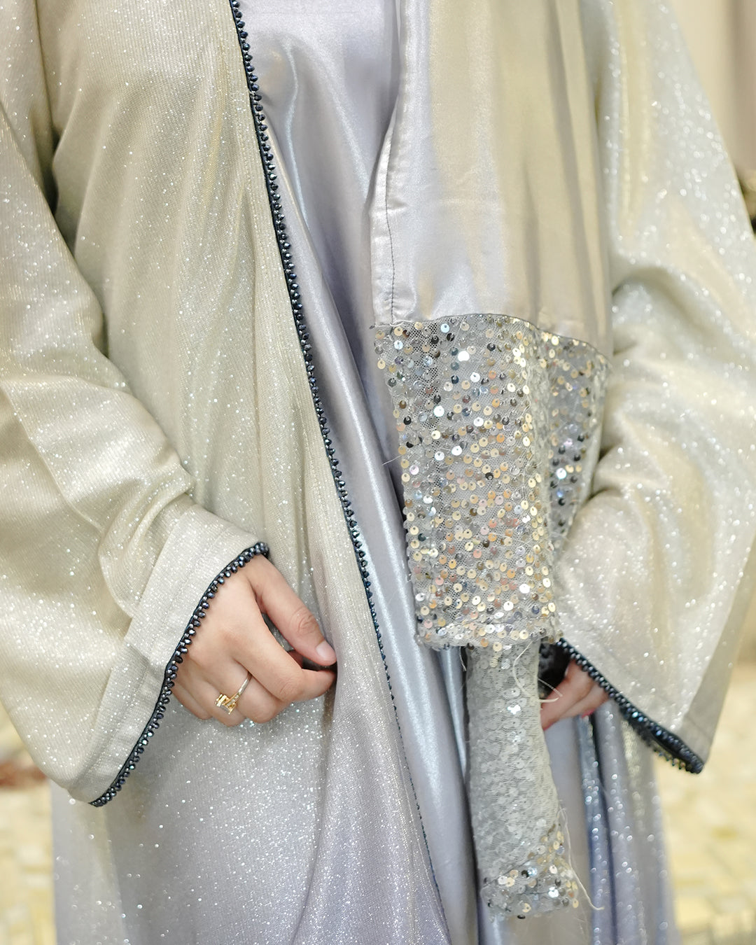 3-Piece Moonlight Shaded Abaya with Silk Inner Maxi
