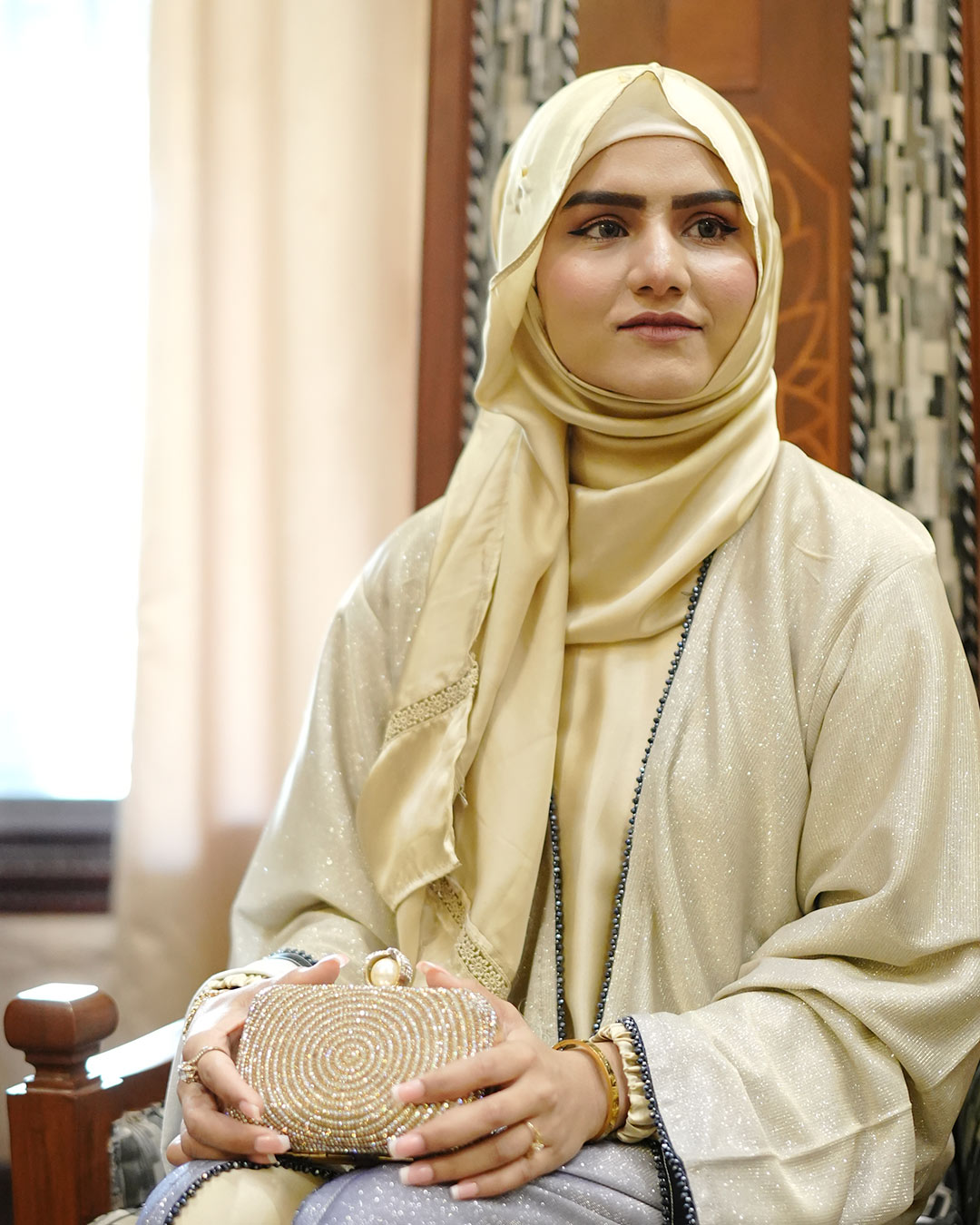 3-Piece Double Shaded Abaya Set with Cord Set