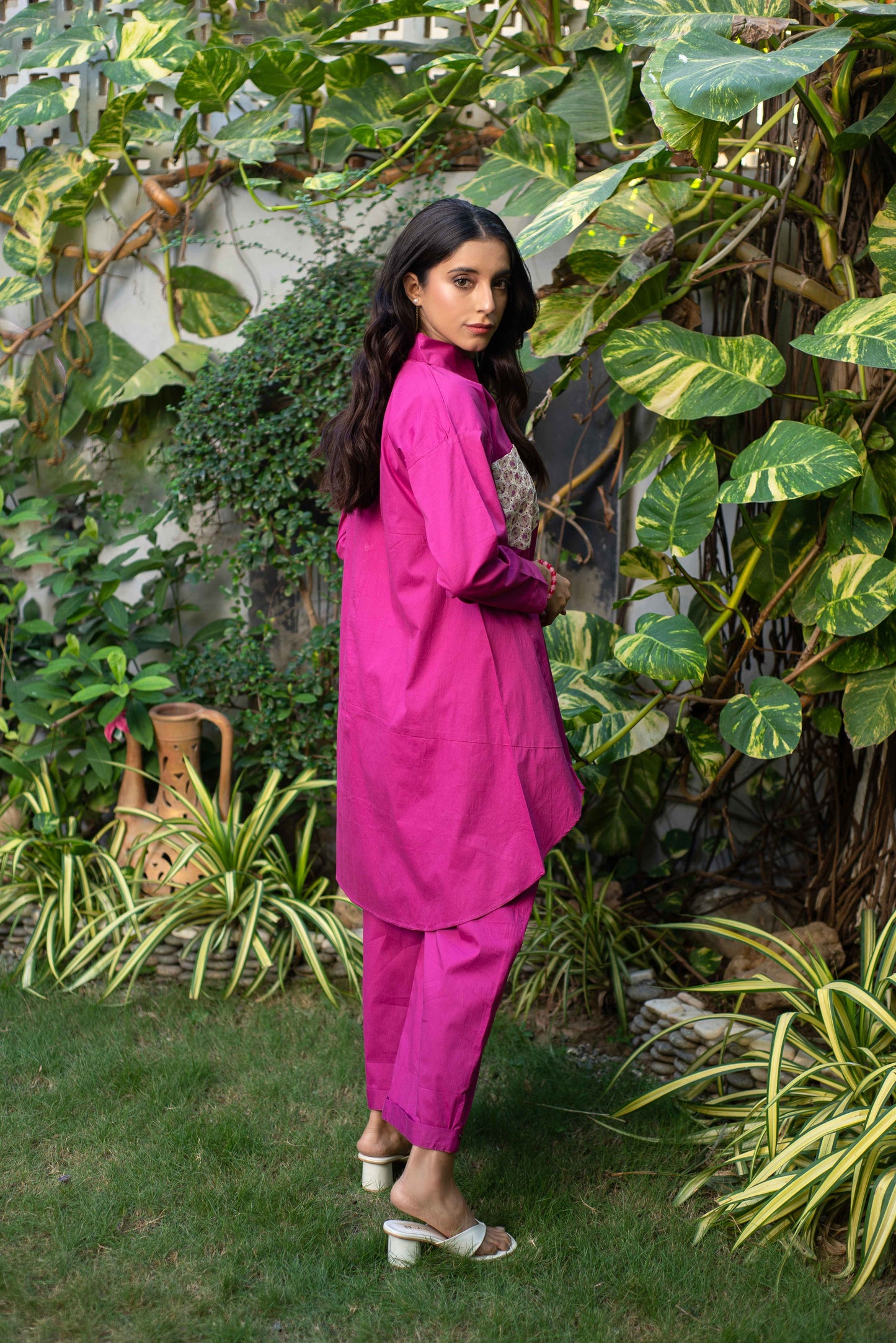 2pc Hot Pink Colour Co-ord Set with Front Pocket