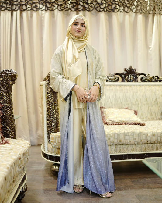 3-Piece Double Shaded Abaya Set with Cord Set