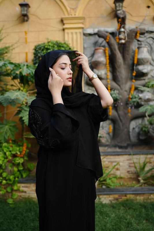 2pc Black Handwork Abaya