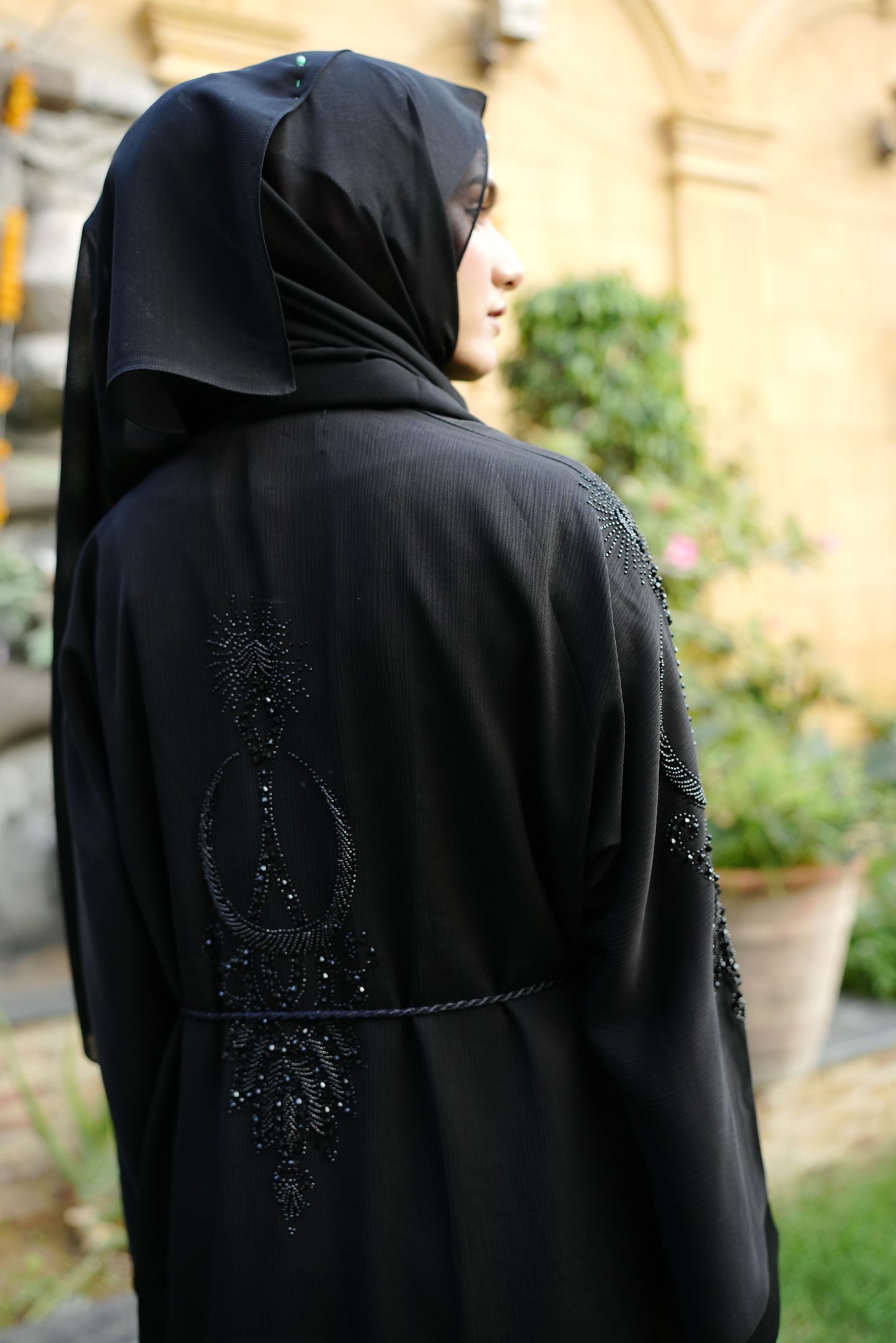 2pc Black Handwork Abaya