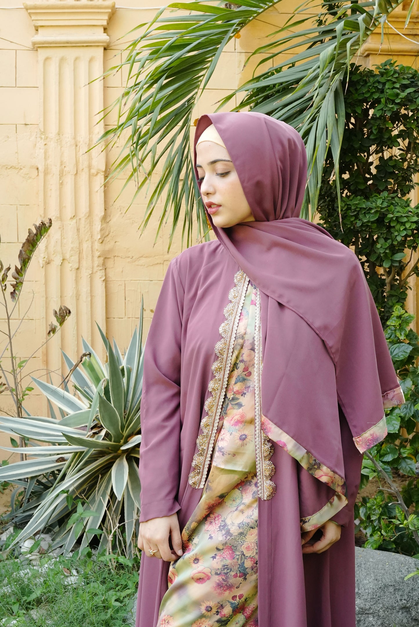 3pc Rosegold Softsilk Abaya