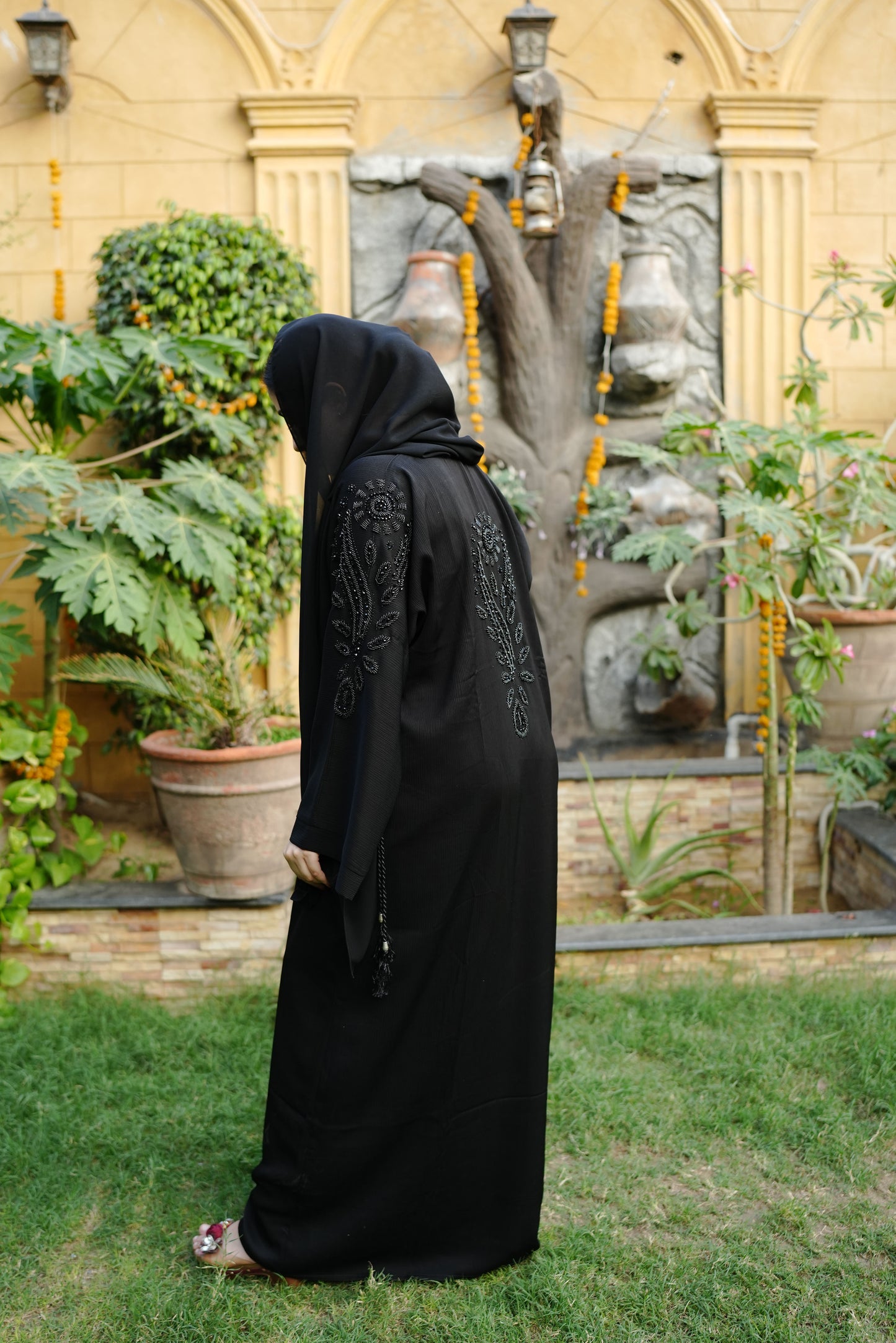 2pc Black Handwork Abaya