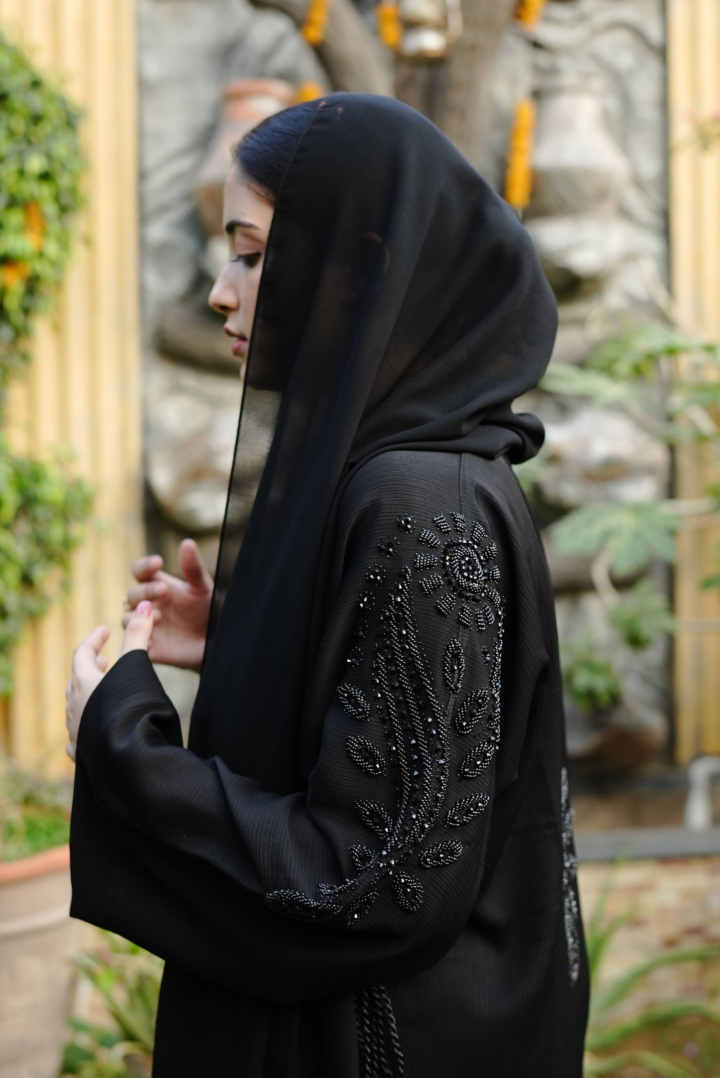 2pc Black Handwork Abaya