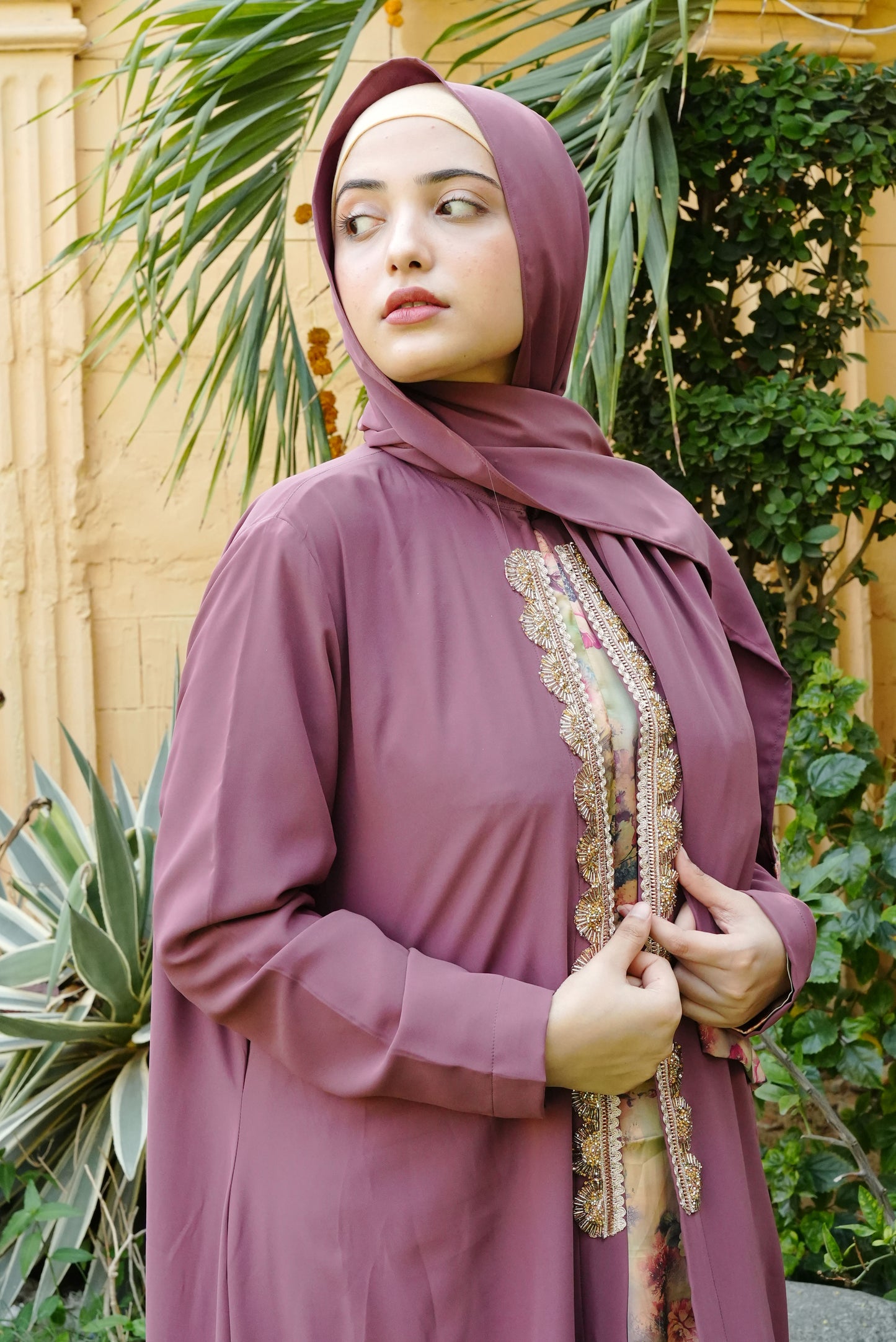 3pc Rosegold Softsilk Abaya