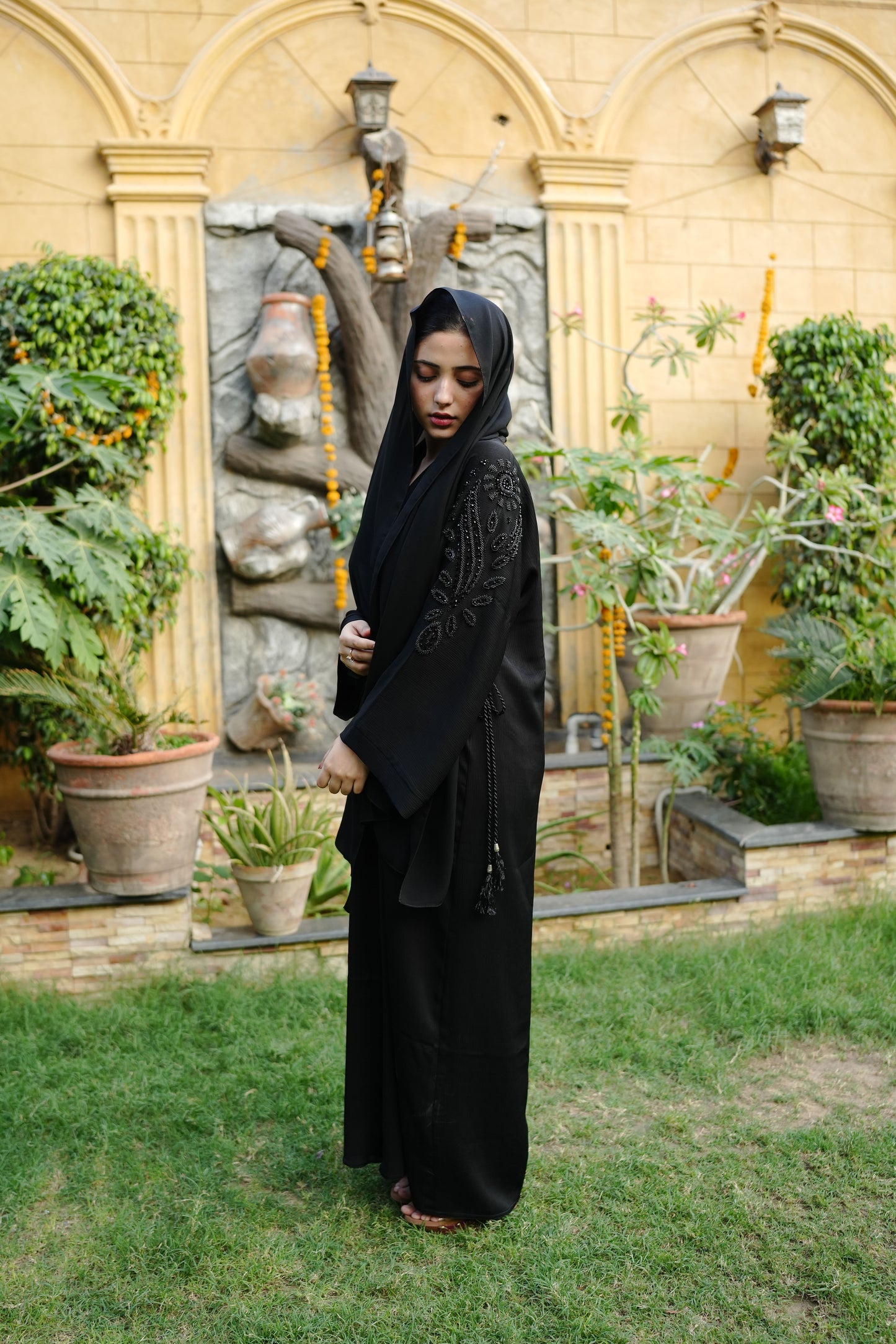 2pc Black Handwork Abaya