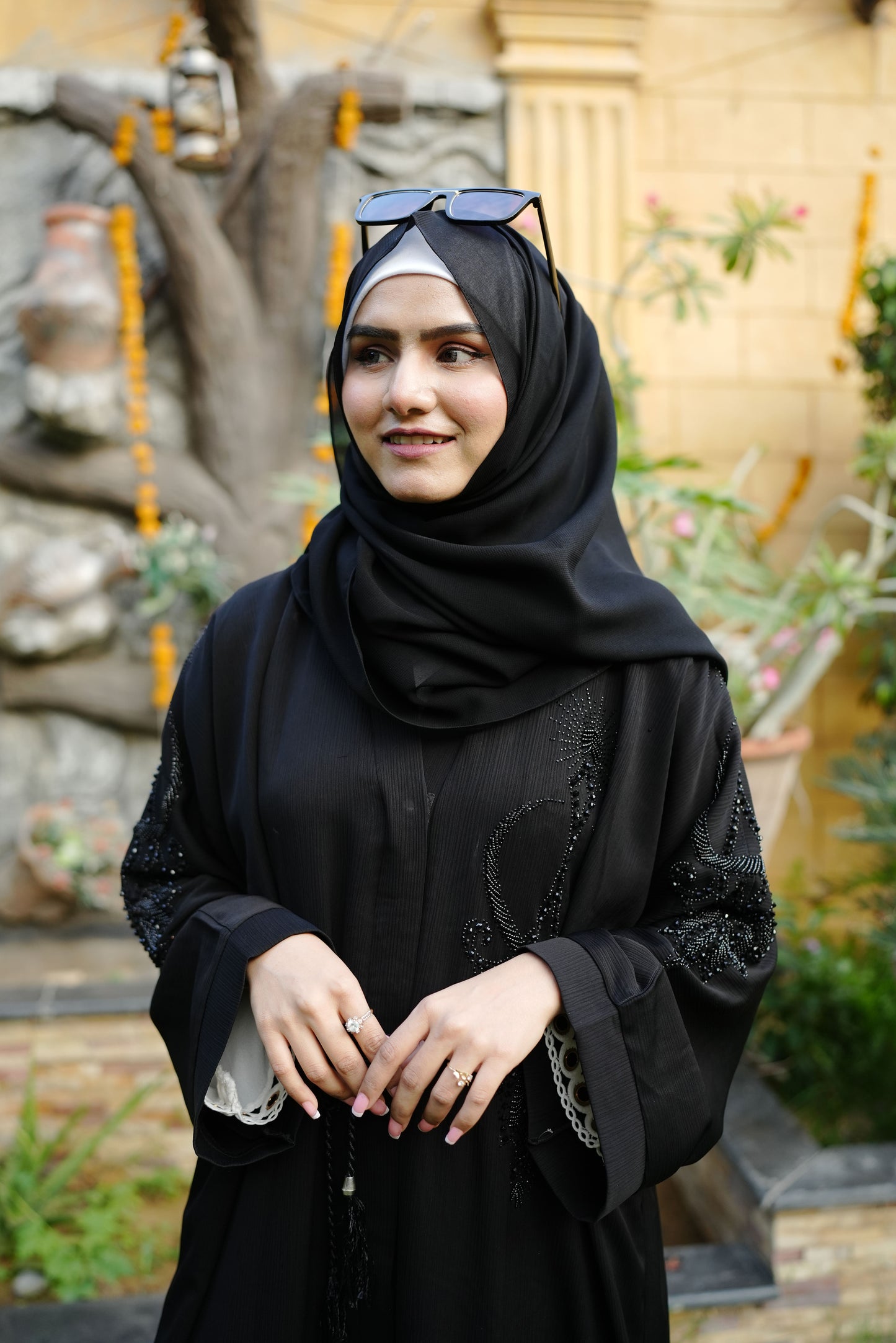 2pc Black Handwork Abaya