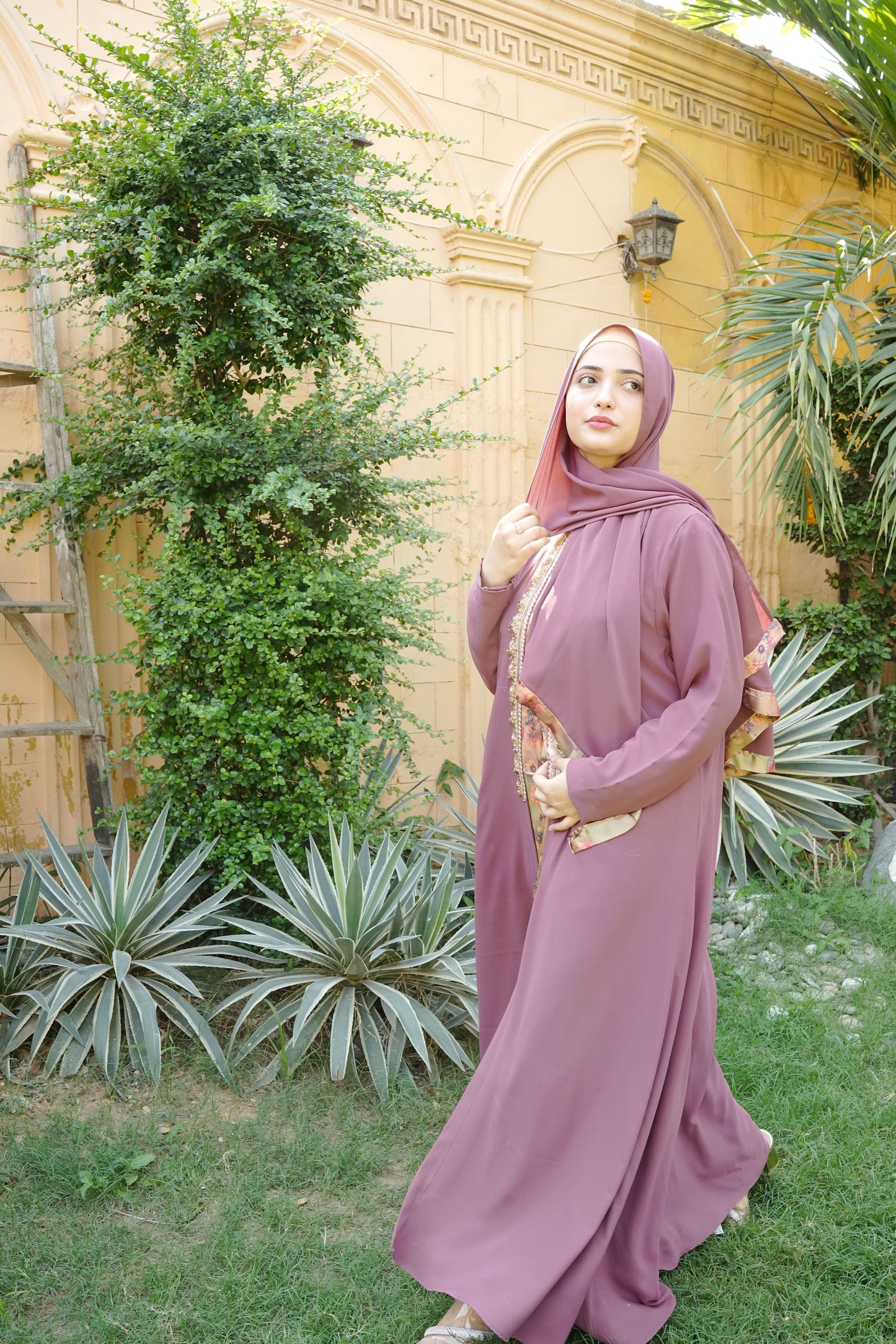 3pc Rosegold Softsilk Abaya