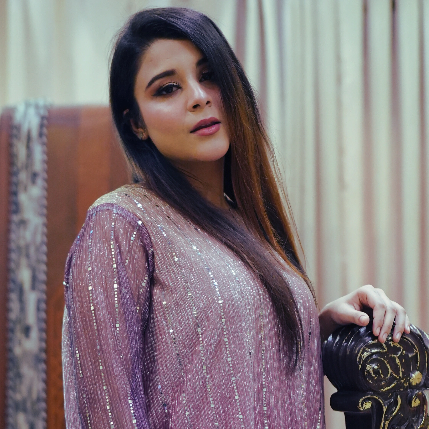 2 PCS MOONLIGHT LONG SHIRT WITH PLAIN SILK TROUSER - Image 3