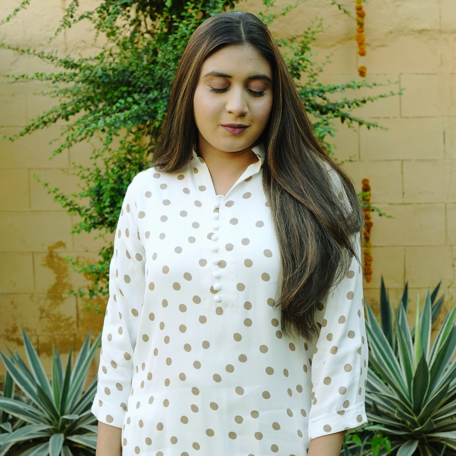 2 PCS POLKA DOT CORD SET LOOSE WEAVE LINEN - Image 3