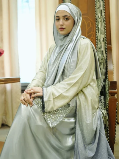 3 PCS Moonlight Shaded Abaya with Silk Inner Maxi