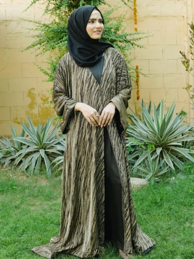 3 PCS MOONLIGHT BLACK GOLD PRINTED ABAYA