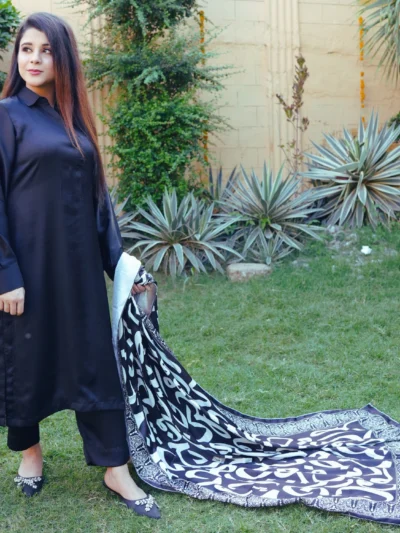 2 PCS BLACK SHAMOOZ SILK DRESS