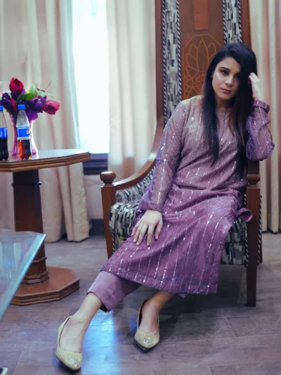 2 PCS MOONLIGHT LONG SHIRT WITH PLAIN SILK TROUSER