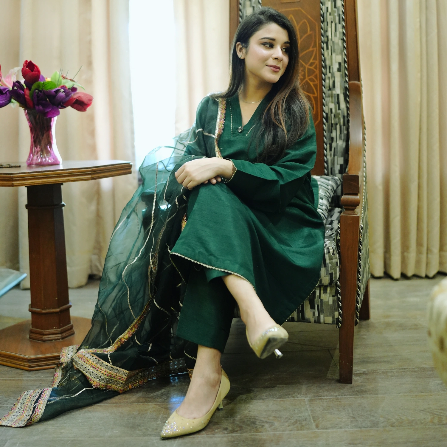 3 PCS PLAIN RAWSILK DRESS WITH FANCY ORGANZA DUPATTA