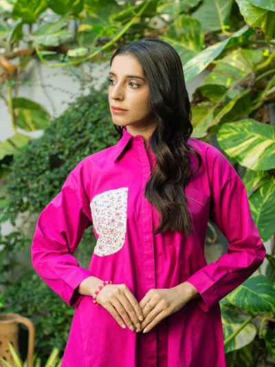 2pc Hot Pink Colour Co-ord Set with Front Pocket