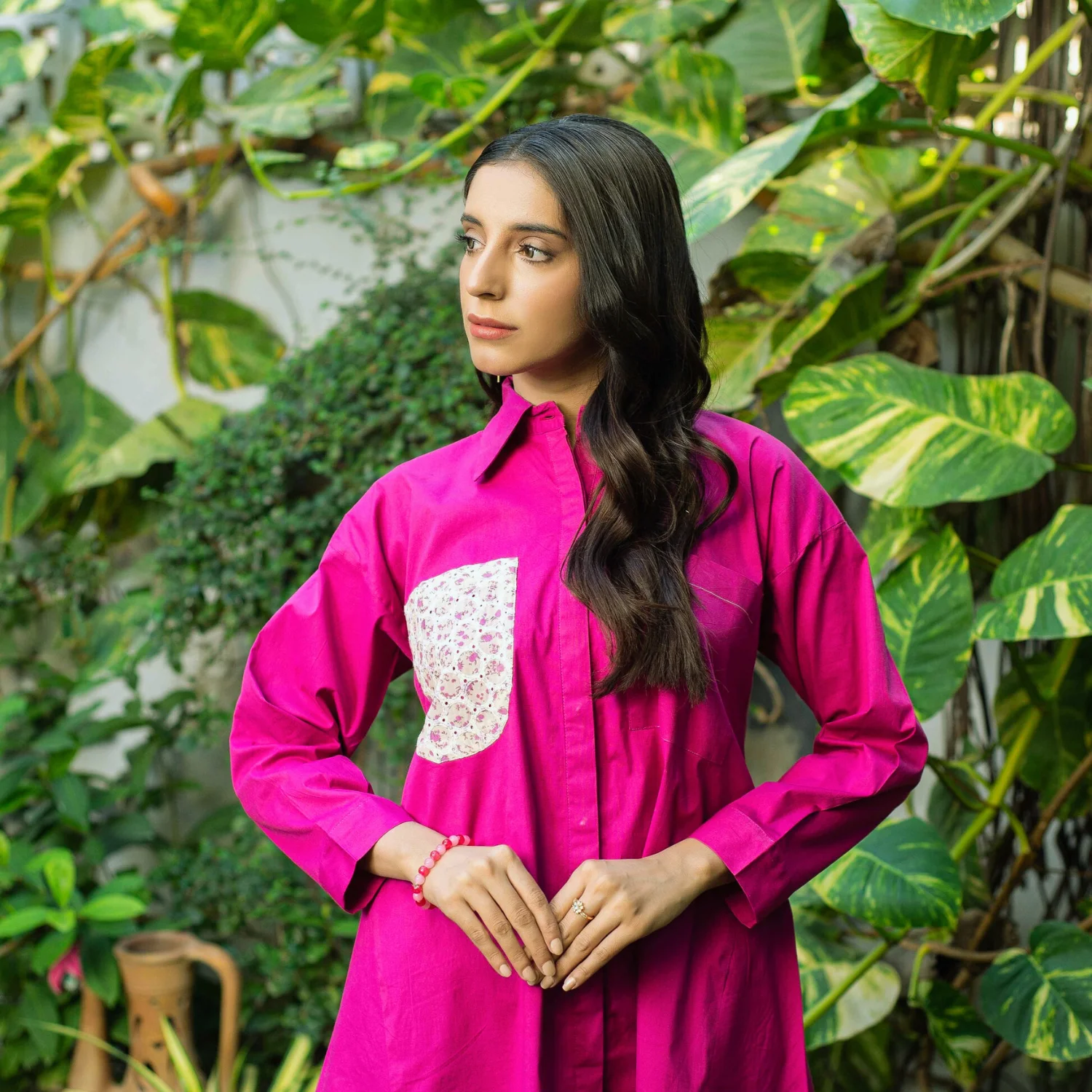 2pc Hot Pink Colour Co-ord Set with Front Pocket