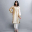 2 PCS Beige Embroidered Paper Silk Set