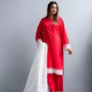 3 PCS Red Embroidered Lawn Outfit