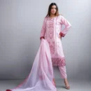 3PC Baby Pink & Maroon Embroidered Ensemble