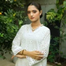 Roshni - 3pc Suit with Chikankari Shirt with Red Printed Trouser